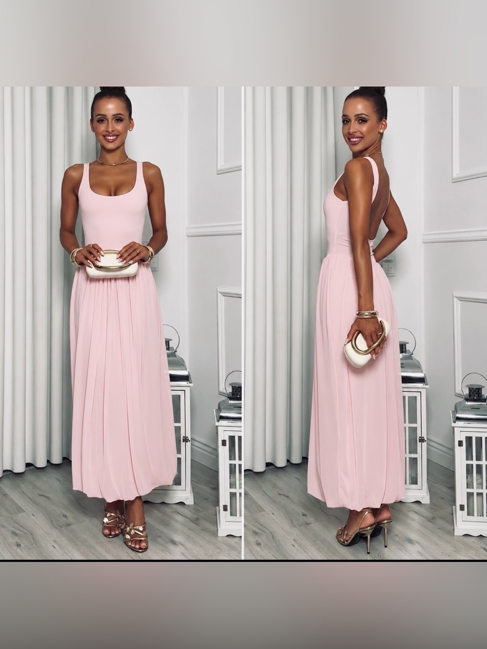 Zara MIDI DRESS Light Blush Layered Chiffon Top SZ S MILLENNIAL PINK VERY FEM!!!